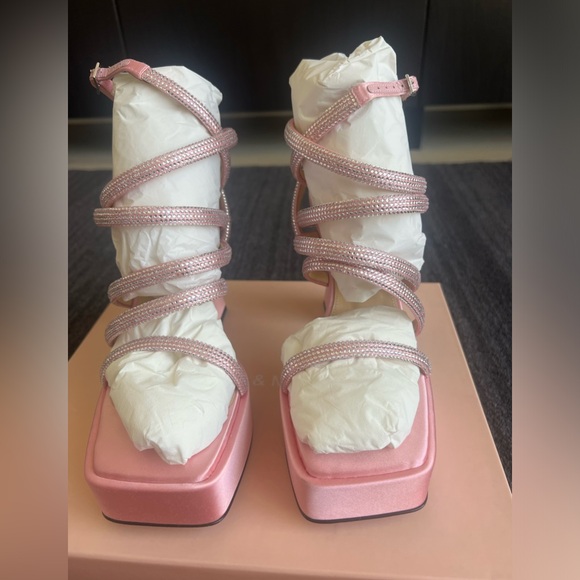 MACH & MACH Pink Syndey 140 Heeled Platform Sandals - Picture 2 of 10